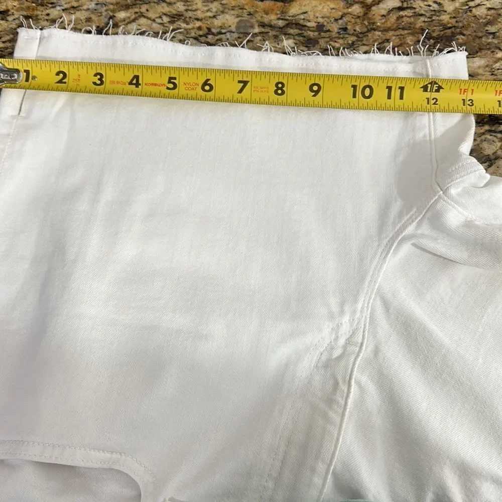 J. Crew White High Waisted Raw Hem Denim Shorts Size 31